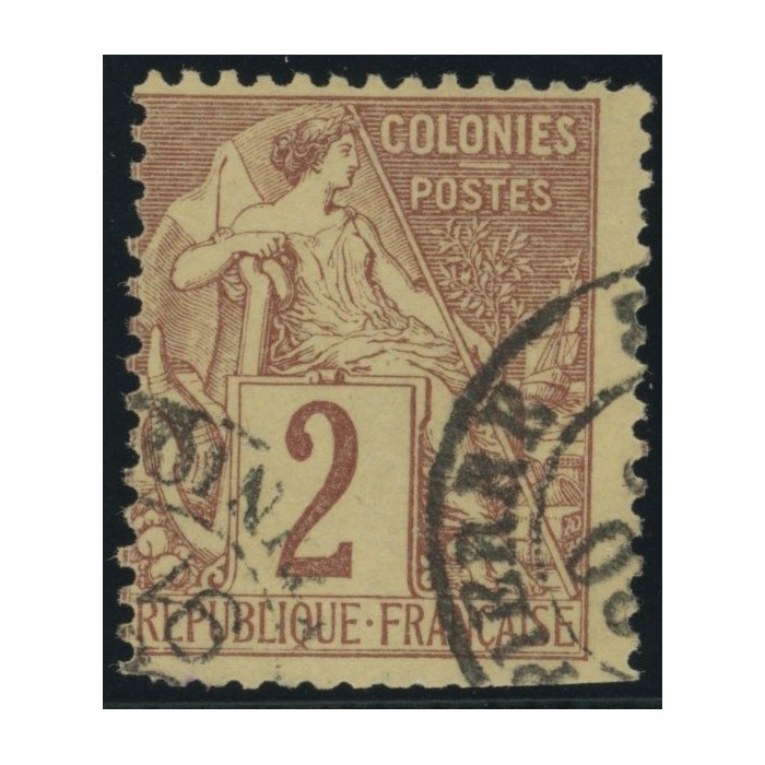 Alphée Dubois YT 47 - 2 c. lilas-brun s. paille - Oblitere cote 6,5 euro