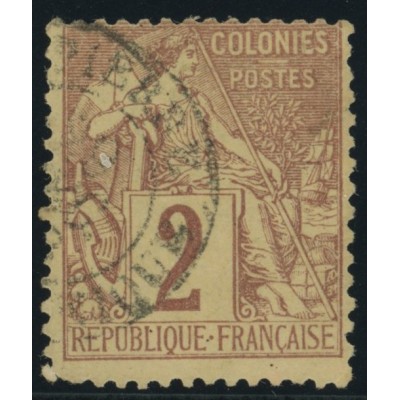 Alphée Dubois YT 47 - 2 c. lilas-brun s. paille - Oblitere cote 6,5 euro