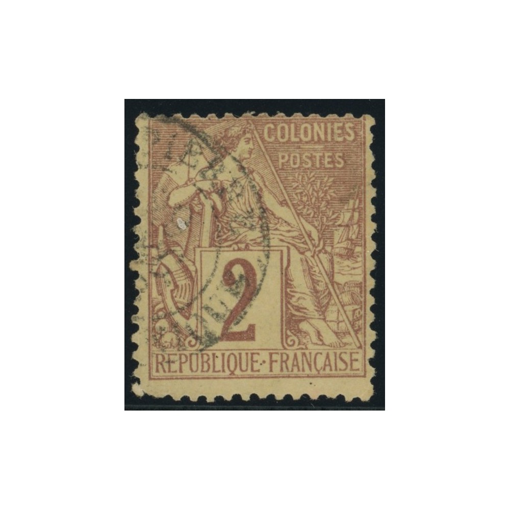 Alphée Dubois YT 47 - 2 c. lilas-brun s. paille - Oblitere cote 6,5 euro