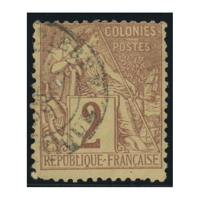 Alphée Dubois YT 47 - 2 c. lilas-brun s. paille - Oblitere cote 6,5 euro