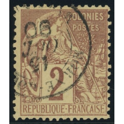 Alphée Dubois YT 47 - 2 c. lilas-brun s. paille - Oblitere cote 6,5 euro