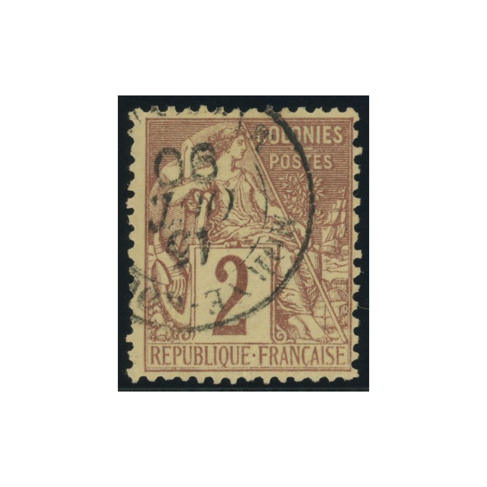 Alphée Dubois YT 47 - 2 c. lilas-brun s. paille - Oblitere cote 6,5 euro