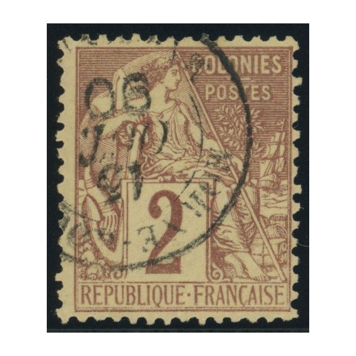 Alphée Dubois YT 47 - 2 c. lilas-brun s. paille - Oblitere cote 6,5 euro