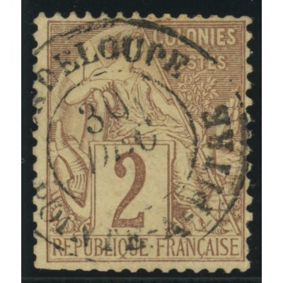 Alphée Dubois YT 47 - 2 c. lilas-brun s. paille - Oblitere cote 6,5 euro