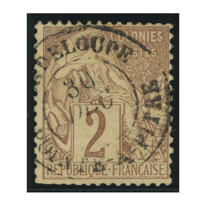 Alphée Dubois YT 47 - 2 c. lilas-brun s. paille - Oblitere cote 6,5 euro