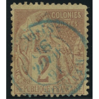 Alphée Dubois YT 47 - 2 c. lilas-brun s. paille - Oblitere cote 6,5 euro