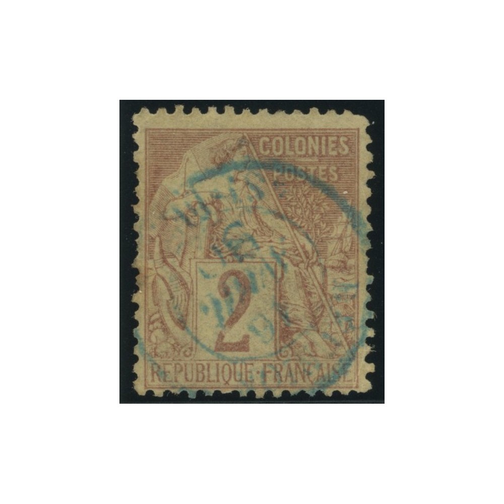 Alphée Dubois YT 47 - 2 c. lilas-brun s. paille - Oblitere cote 6,5 euro