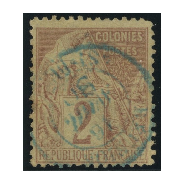 Alphée Dubois YT 47 - 2 c. lilas-brun s. paille - Oblitere cote 6,5 euro