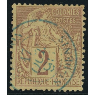 Alphée Dubois YT 47 - 2 c. lilas-brun s. paille - Oblitere cote 6,5 euro