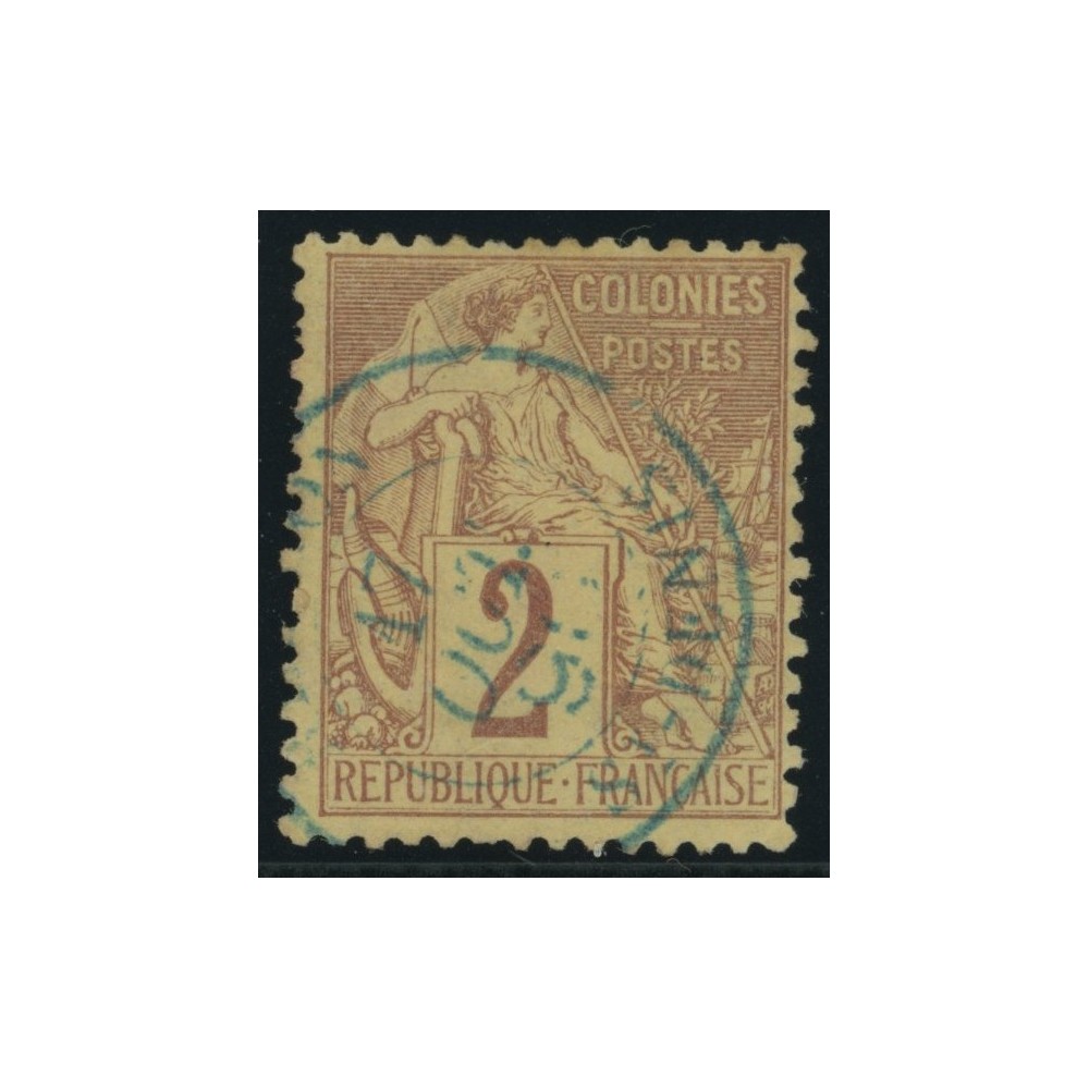 Alphée Dubois YT 47 - 2 c. lilas-brun s. paille - Oblitere cote 6,5 euro