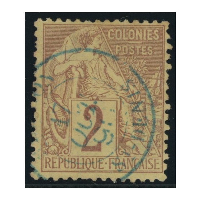 Alphée Dubois YT 47 - 2 c. lilas-brun s. paille - Oblitere cote 6,5 euro