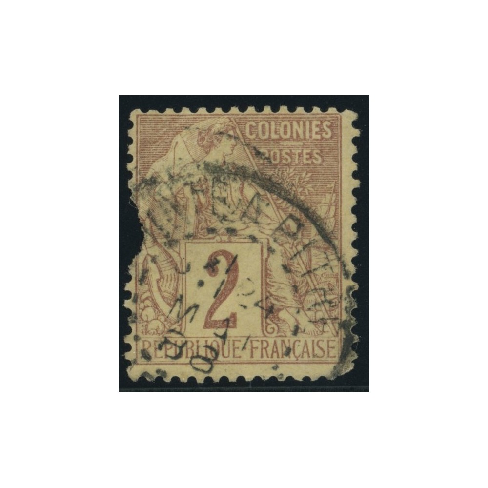 Alphée Dubois YT 47 - 2 c. lilas-brun s. paille - Oblitere cote 6,5 euro