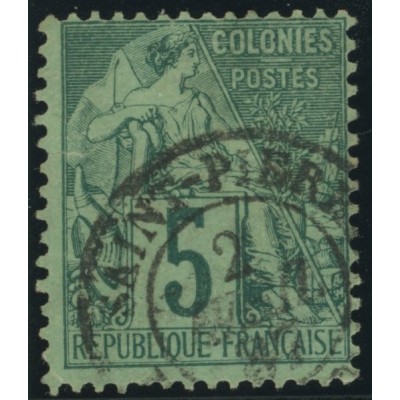 Alphée Dubois YT 49 - 5 c. vert - Oblitere cote 4,5 euro