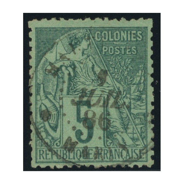 Alphée Dubois YT 49 - 5 c. vert - Oblitere cote 4,5 euro