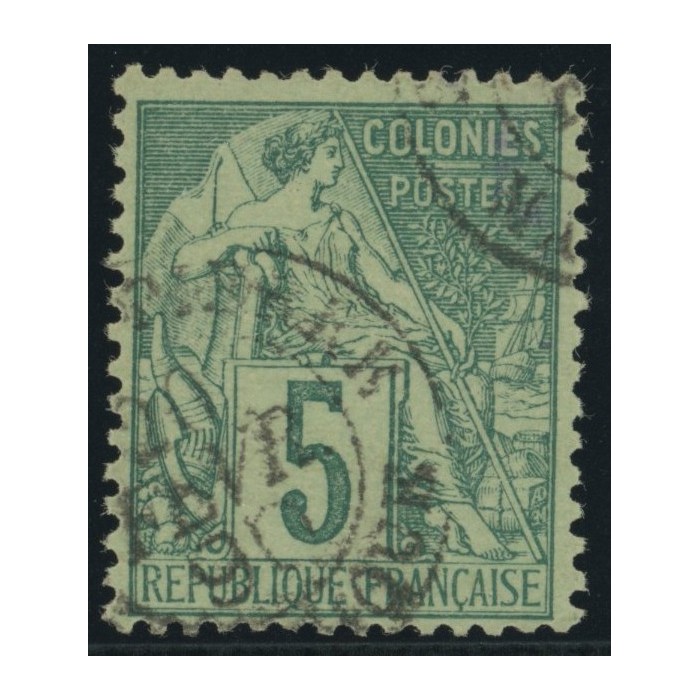 Alphée Dubois YT 49 - 5 c. vert - Oblitere cote 4,5 euro