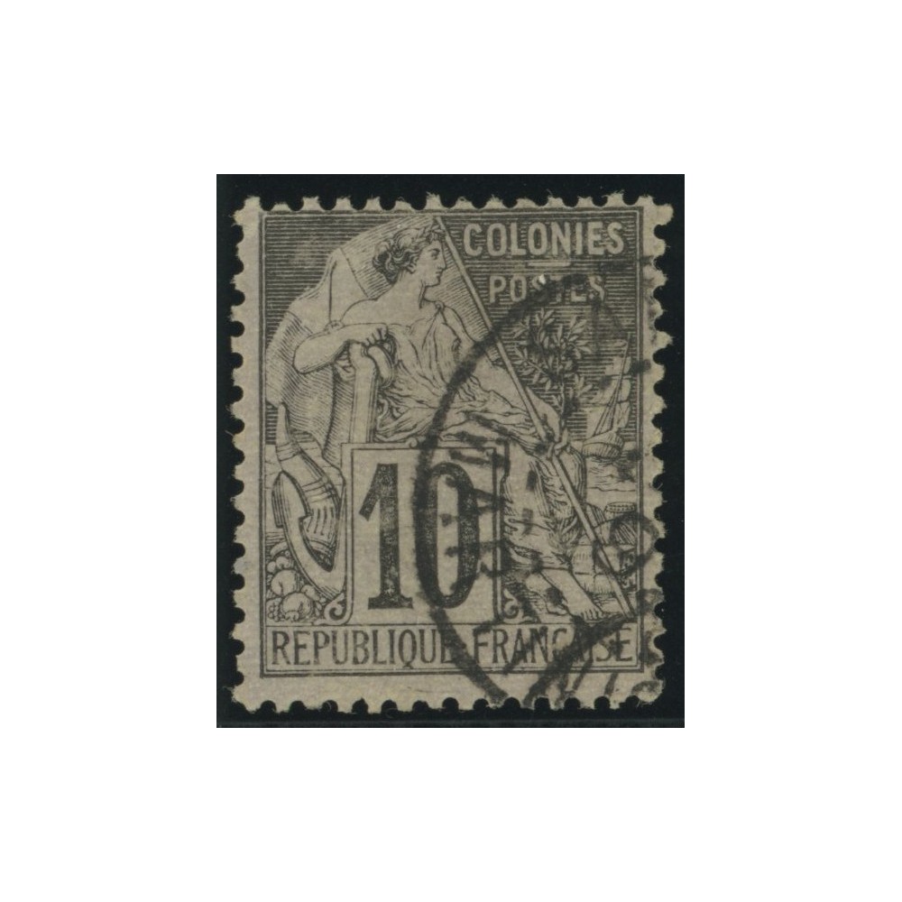 Alphée Dubois YT 50 - 10 c. noir s. lilas - Oblitere cote 6,5 euro