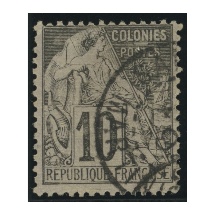 Alphée Dubois YT 50 - 10 c. noir s. lilas - Oblitere cote 6,5 euro