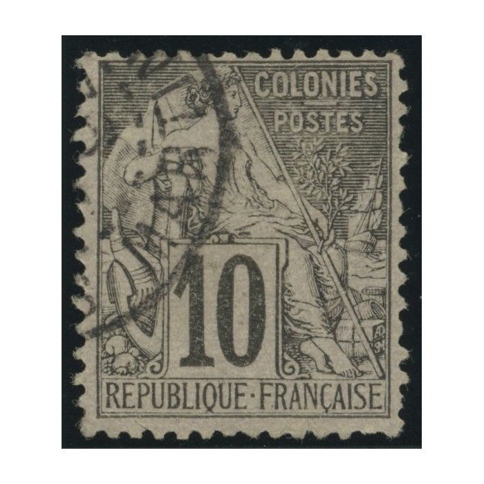 Alphée Dubois YT 50 - 10 c. noir s. lilas - Oblitere cote 6,5 euro