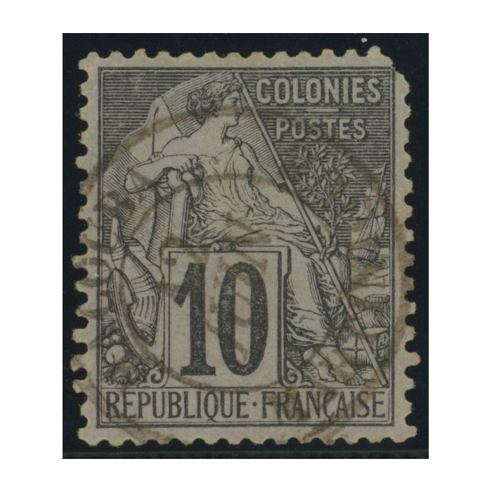 Alphée Dubois YT 50 - 10 c. noir s. lilas - Oblitere cote 6,5 euro