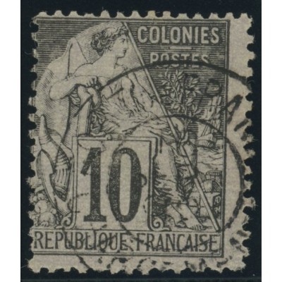 Alphée Dubois YT 50 - 10 c. noir s. lilas - Oblitere cote 6,5 euro