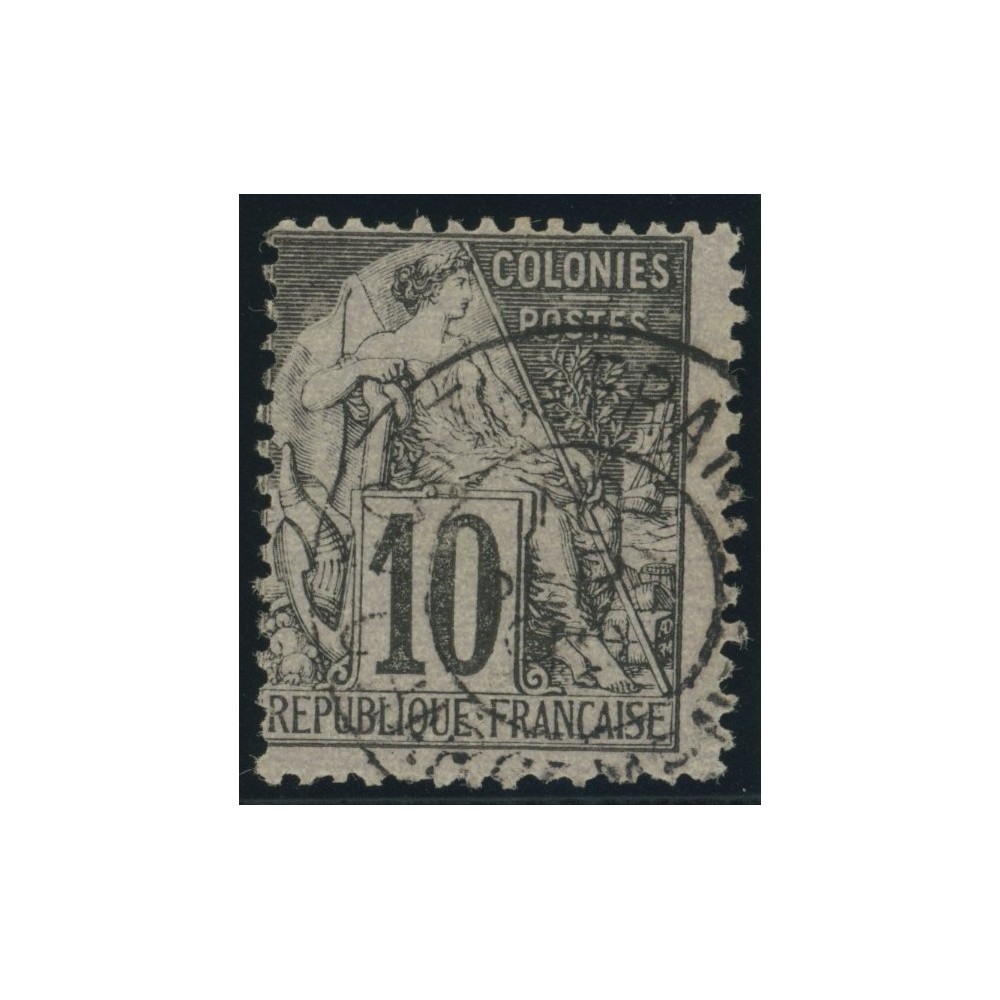 Alphée Dubois YT 50 - 10 c. noir s. lilas - Oblitere cote 6,5 euro