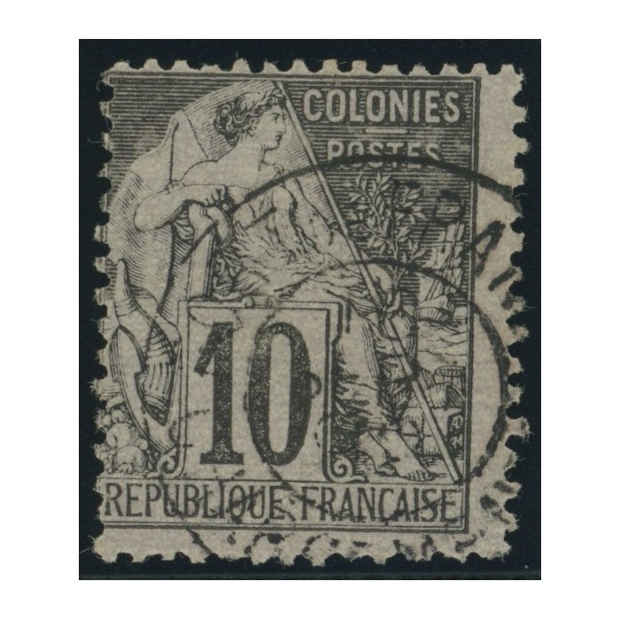 Alphée Dubois YT 50 - 10 c. noir s. lilas - Oblitere cote 6,5 euro