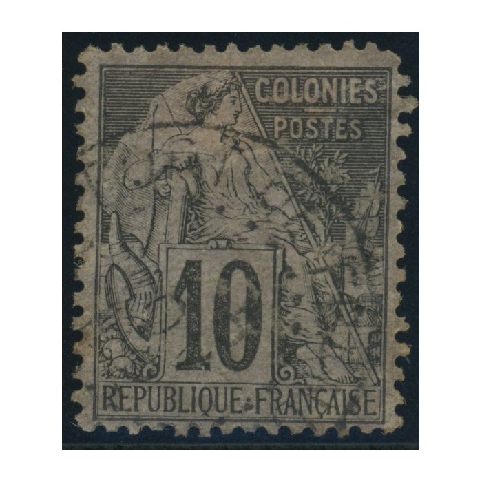 Alphée Dubois YT 50 - 10 c. noir s. lilas - Oblitere cote 6,5 euro