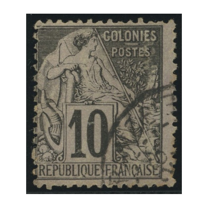 Alphée Dubois YT 50 - 10 c. noir s. lilas - Oblitere cote 6,5 euro