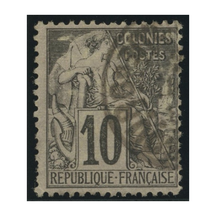 Alphée Dubois YT 50 - 10 c. noir s. lilas - Oblitere cote 6,5 euro