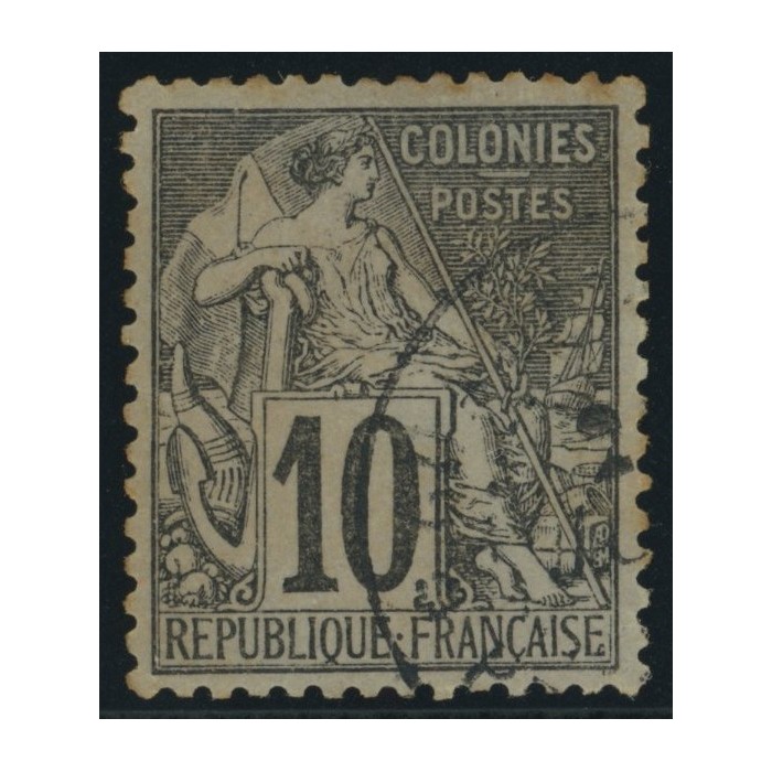 Alphée Dubois YT 50 - 10 c. noir s. lilas - Oblitere cote 6,5 euro