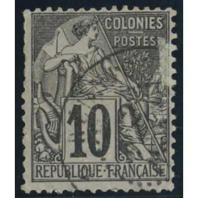 Alphée Dubois YT 50 - 10 c. noir s. lilas - Oblitere cote 6,5 euro