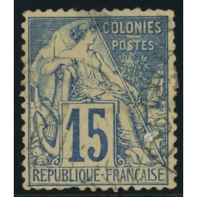 Alphée Dubois YT 51 - 15 c. bleu - Oblitere cote 4,5 euro