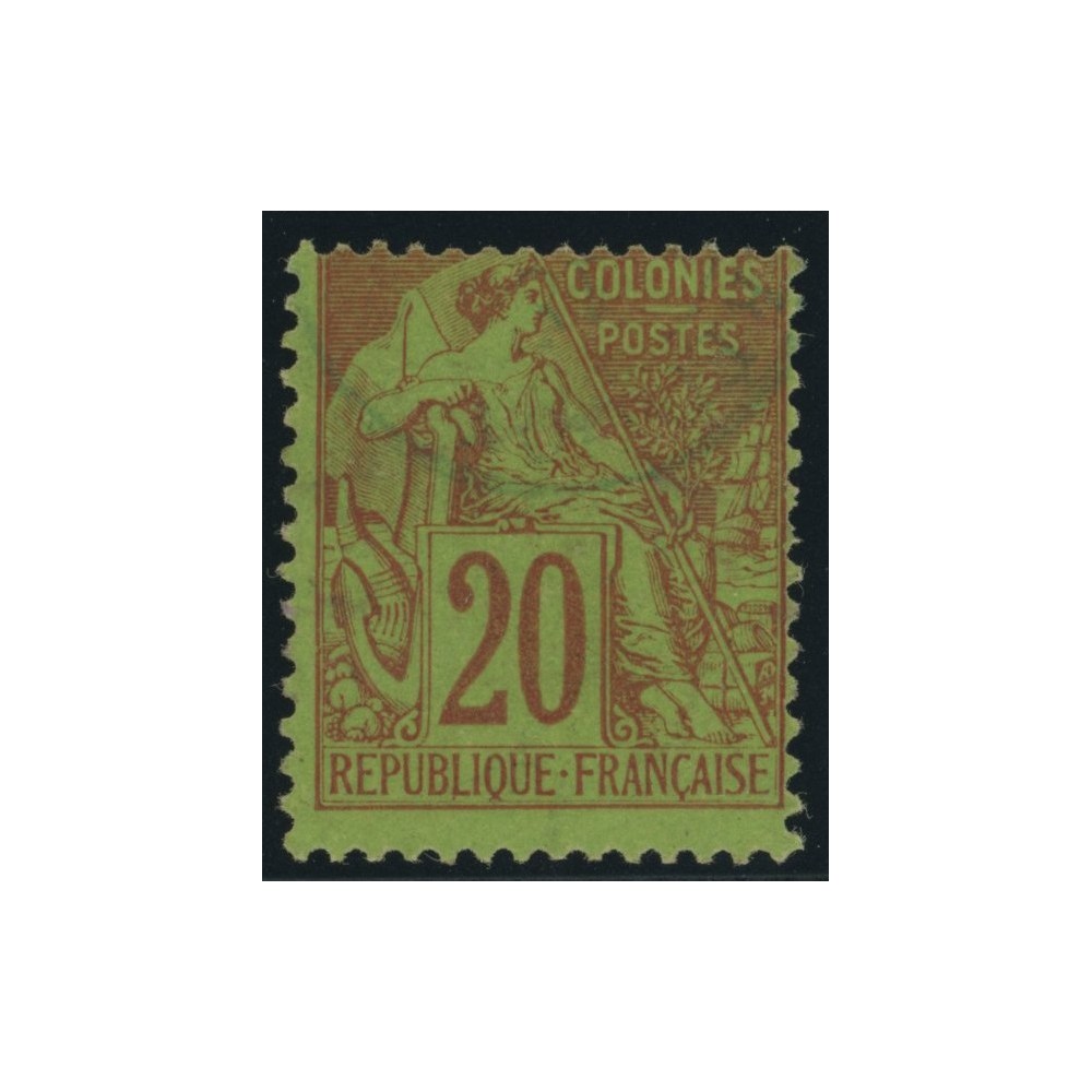 Alphée Dubois YT 52 - 20 c. brique s. vert - Oblitere cote 23 euro