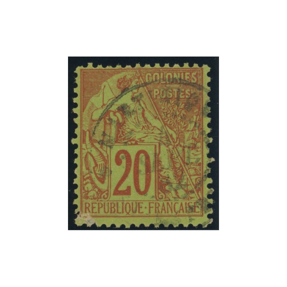Alphée Dubois YT 52 - 20 c. brique s. vert - Oblitere cote 23 euro
