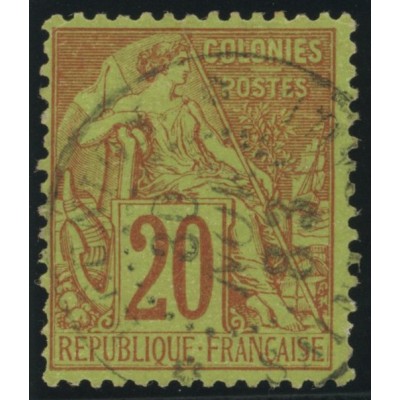 Alphée Dubois YT 52 - 20 c. brique s. vert - Oblitere cote 23 euro