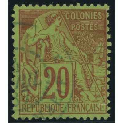 Alphée Dubois YT 52 - 20 c. brique s. vert - Oblitere cote 23 euro