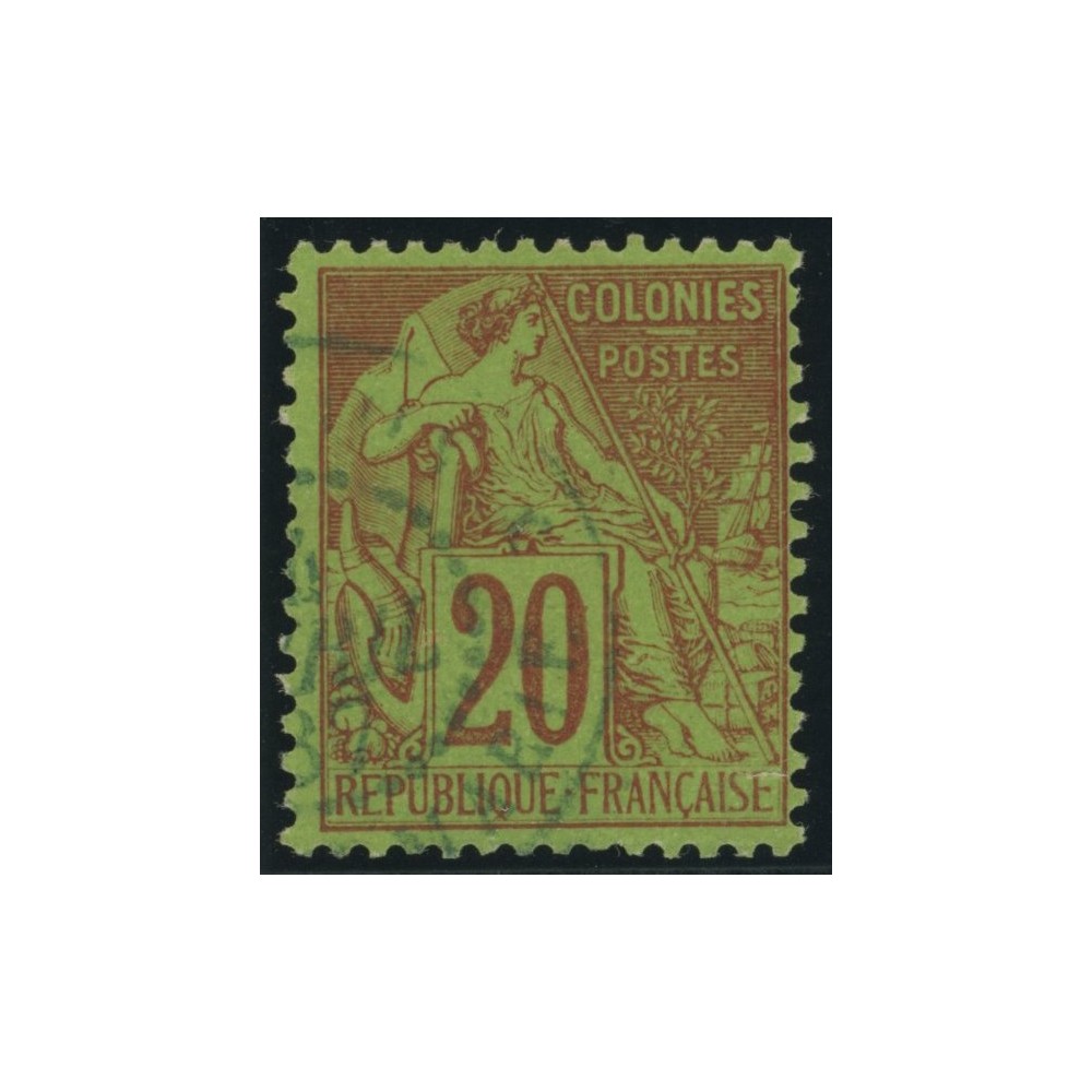 Alphée Dubois YT 52 - 20 c. brique s. vert - Oblitere cote 23 euro
