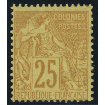 Alphée Dubois YT 53 - 25 c. jaune-bistre - Neuf x cote 24 euro