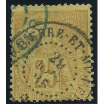 Alphée Dubois YT 53 - 25 c. jaune-bistre - Oblitere cote 7,5 euro