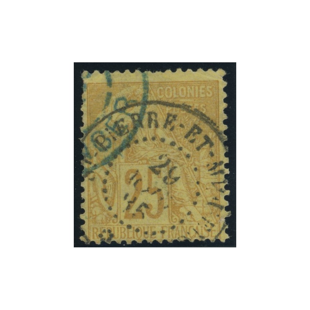 Alphée Dubois YT 53 - 25 c. jaune-bistre - Oblitere cote 7,5 euro