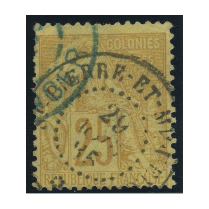 Alphée Dubois YT 53 - 25 c. jaune-bistre - Oblitere cote 7,5 euro