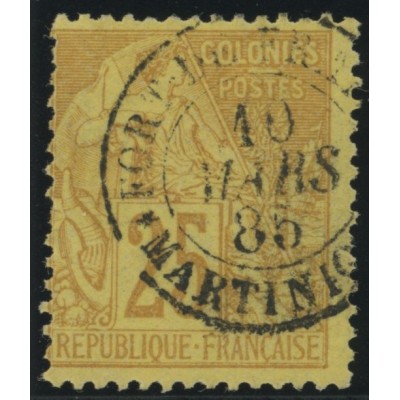 Alphée Dubois YT 53 - 25 c. jaune-bistre - Oblitere cote 7,5 euro