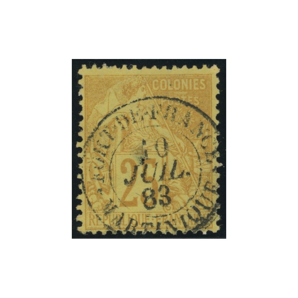 Alphée Dubois YT 53 - 25 c. jaune-bistre - Oblitere cote 7,5 euro