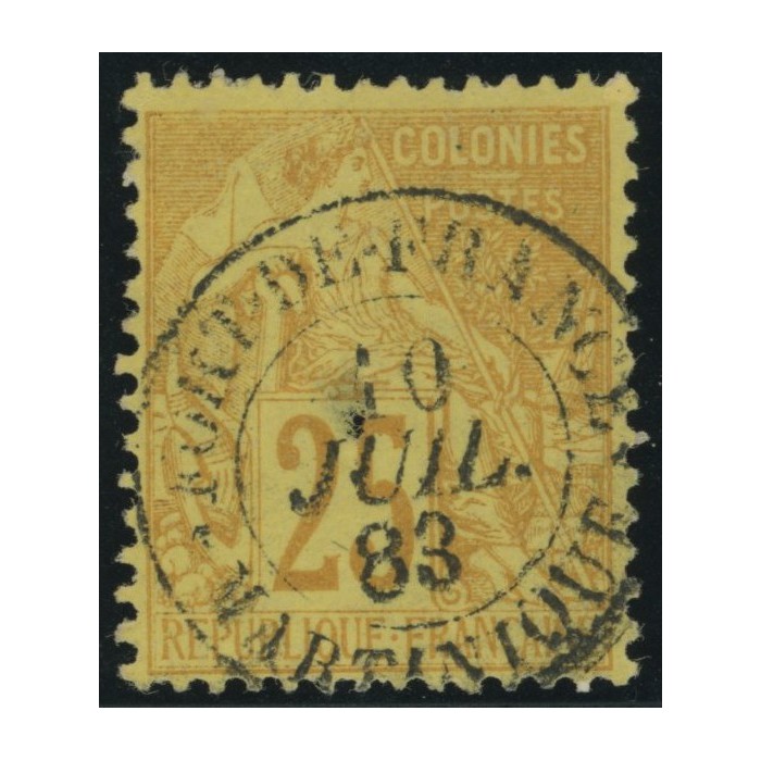 Alphée Dubois YT 53 - 25 c. jaune-bistre - Oblitere cote 7,5 euro