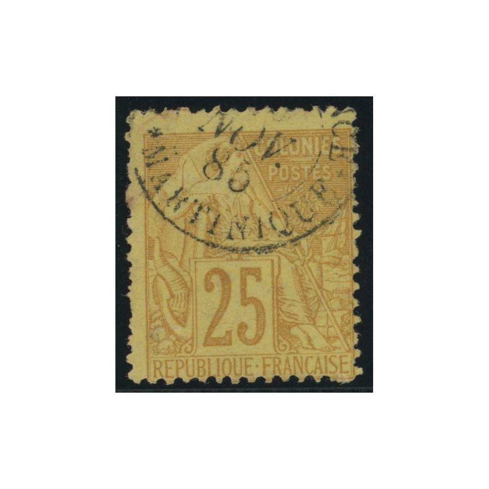 Alphée Dubois YT 53 - 25 c. jaune-bistre - Oblitere cote 7,5 euro