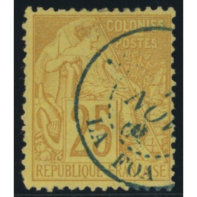 Alphée Dubois YT 53 - 25 c. jaune-bistre - Oblitere cote 7,5 euro