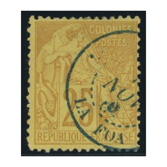 Alphée Dubois YT 53 - 25 c. jaune-bistre - Oblitere cote 7,5 euro