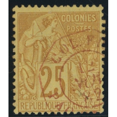 Alphée Dubois YT 53 - 25 c. jaune-bistre - Oblitere cote 7,5 euro