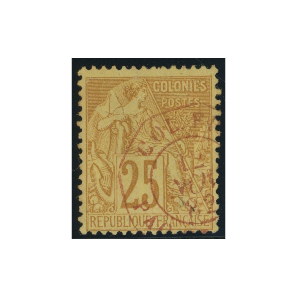 Alphée Dubois YT 53 - 25 c. jaune-bistre - Oblitere cote 7,5 euro