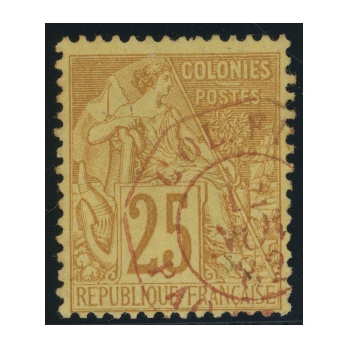Alphée Dubois YT 53 - 25 c. jaune-bistre - Oblitere cote 7,5 euro